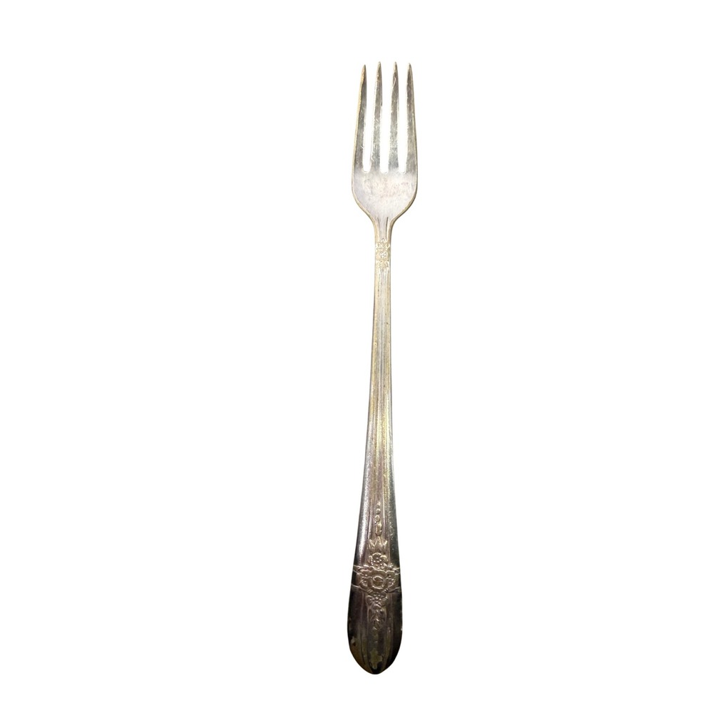 Vintage Wm Rogers Mfg Co Extra Plate IS Silverplate Dinner Fork Floral